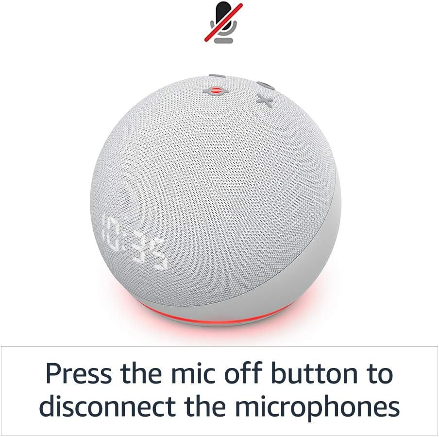 Echo Dot (4Th Gen) | Smart Speaker with Clock and Alexa | Glacier White