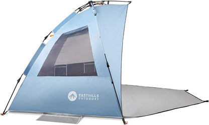 Instant Shader Dark Shelter XL Beach Tent 99" Wide for 4-6 Person Sun Shelter UPF 50+ with Extended Zippered Porch Sky Blue