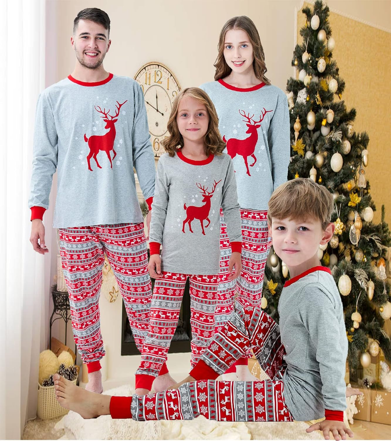Family Matching Christmas Pajamas Boys Girls Holiday Pajamas Kids Sleepwear Christmas Pjs