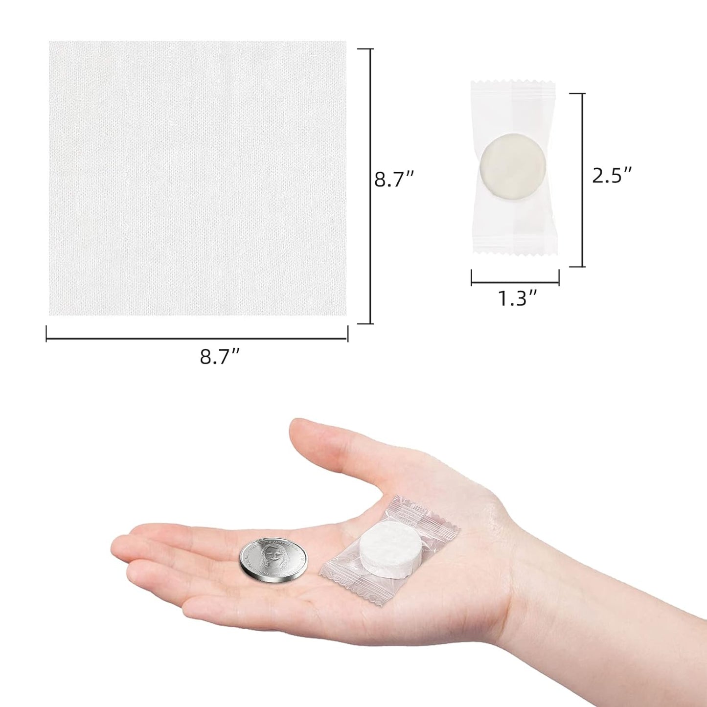 100PCS Compressed Washcloth Towels, Portable Disposable Mini Compressed Wet Tissue, Thickened Toilet Paper for Travel, Camping, Hiking, Sport, Toilet, Household Goods Hand Wipes