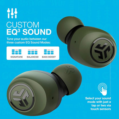 Go Air True Wireless Bluetooth Earbuds + Charging Case, Green, Dual Connect, IP44 Sweat Resistance, Bluetooth 5.0 Connection, 3 EQ Sound Settings Signature, Balanced, Bass Boost