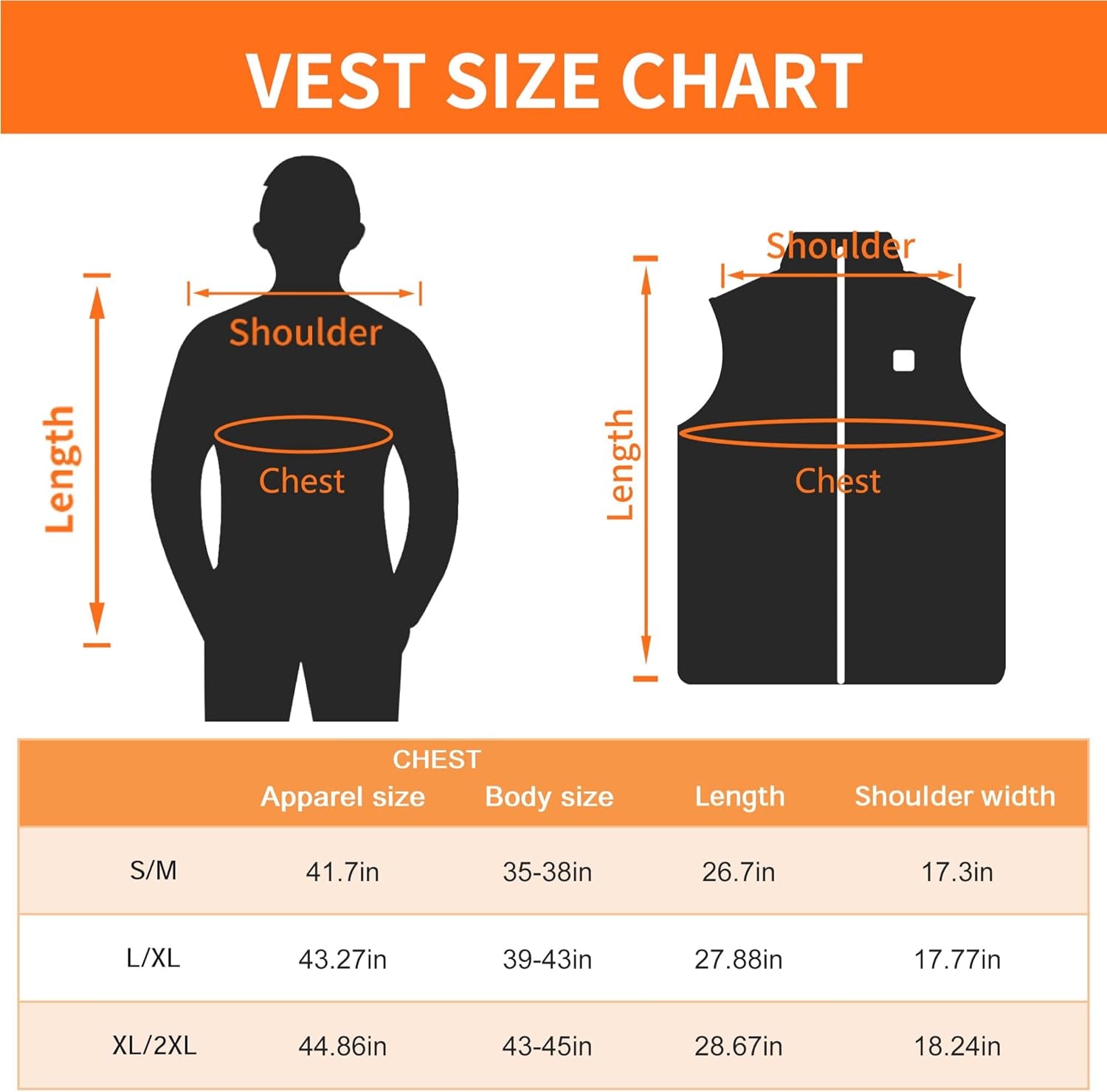 Heated Vest for Men TOSOHMK Warmer Heated Jacket Lightweight Black Electric Warming Vest for Snow Motorcycle Hunting Fishing